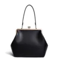 Elegante bolso de mano negro con cierre de beso asa mediana retro bolso de hombro mujer - 2605# Negro
