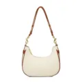 Bolso de hombro hobo blanco minimalista y chic con ribete de cuero marrón y detalles. - 8050# Blanco marrón