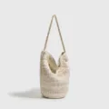 Bolso tote grande de ganchillo hecho a mano, bolso de hombro informal de verano vintage. - 20*20*33 / Blanco