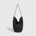 Bolso Tote de Ganchillo Negro Gran Capacidad Bolso de Hombro Tejido a Mano Casual Verano - 20*20*33 / Negro