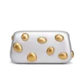 Silver metallic clutch bag with gold pebble studs, stylish underarm bag for women, chic accessory. - 19.5x5x10.5cm / 2506# Silver