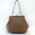 Braune mittlere Kiss-Lock Umhängetasche Vintage Henkeltasche elegante Bügeltasche für Damen - 2605# Braun