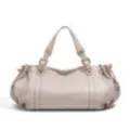 Women Soft Leather Pleated Satchel Handbag Classic Commuter Shoulder Bag Light Beige - Off White