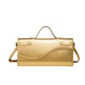 2025 Nuevo Bolso de Mano Mujer Oro Metálico Mini Kelly Bandolera Cuero Bolso Hombro - Dorado