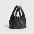 Elegante bolso tipo cubo de cuero marrón oscuro, bolso casual elegante para mujeres. - 88151# café