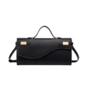Élégant sac à main noir avec poignée supérieure et bandoulière pour femmes au quotidien. - Noir