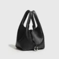Bolso de cubo de cuero negro bolso de mano minimalista para mujer elegante bandolera - 88151# negro