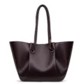 Elegante bolso tote de cuero plisado para mujer, bolso de hombro grande para el trabajo. - 28062# café