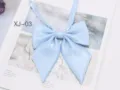 Light blue shiny JK uniform bow tie, pointed collar accessory detail, sweet student style. - Sky Blue