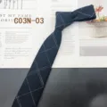 Men's dark blue plaid narrow necktie fashion casual retro design business dress tie - Dark Blue Plaid