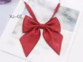 Korean style college student JK uniform red satin bow tie collar flower fashion accessory - Burgundy