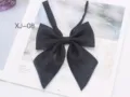 Black JK uniform bow tie, sharp corner bowknot collar accessory for women students. - Black