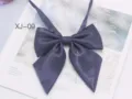 Korean style college student dark purple shiny satin JK uniform bow tie with sharp corners. - Navy Blue
