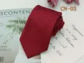 Wine red striped necktie detail shot, classic business formal wear accessory for men. - CN-03