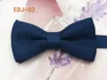 Detailed close-up view of the dark blue textured bow tie, perfect for kids and pets. - EDJ-02 Dark Blue