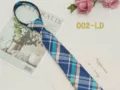 Blue plaid zipper necktie for daily wear, pre-tied lazy tie, stylish student uniform accessory. - 002-LD (Blue Plaid)