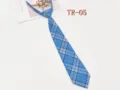 Blue plaid JK necktie with pre-tied design, perfect for school uniform style and daily wear. - TR-05