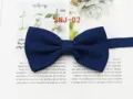 Dark blue textured dot men bow tie detail view, elegant fabric close up for formal wedding. - SNJ-02