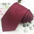 Burgundy solid color tie close-up, high density woven polyester fabric, 8cm business formal. - Burgundy