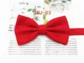 Red textured dot bow tie for men detail shot, elegant formal wear accessory for wedding grooms. - SNJ-03