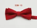 Red bow tie detail shot showcasing the fine twill fabric texture, perfect for formal wear. - Red Striped