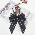 Black white polka dot bow tie JK uniform collar flower cute college style shirt accessory - Black