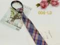 Plaid zipper tie unisex narrow college style school uniform lazy tie detail view showing pattern. - 004-LD (Red and Blue Plaid)