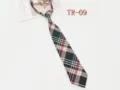 Detailed view of a classic plaid JK uniform necktie, featuring neat stitching and fabric. - TR-09
