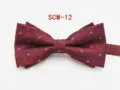 Detailed view of the red double-layer men's bow tie, showing fine fabric texture and pattern. - Red Floral