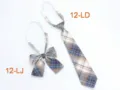 Detailed view of the Japanese style JK uniform plaid necktie and bow tie set, exquisite pattern. - Size 12