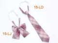 Japanese style JK uniform plaid tie and bow set for women, easy wear pre-tied design. - No. 15