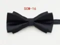 Classic solid black double bow tie for men, formal wear business wedding accessory. - Black
