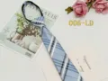 Unisex blue plaid zipper necktie, pre-tied lazy tie for school uniform and daily fashion. - 006-LD (Blue Grid)