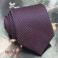 Men's red woven jacquard tie detail view, classic 8cm width polyester fabric, wedding necktie - Red and Blue (HCD-13)