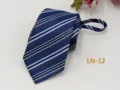 Detail shot of men's navy blue striped zipper tie, professional business necktie. - LN-12