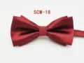 Classic Mens Wine Red Satin Bow Tie Formal Business Wedding Groom Bowtie Style - Burgundy