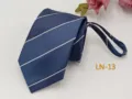 Men's blue diagonal striped zipper necktie detail, business jacquard tie feature 7cm - LN-13