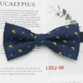 Dark blue woven jacquard bow tie with cute puppy pattern for men business casual - L02J-09