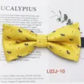 Yellow men's business casual bow tie with cute dog jacquard pattern for formal events - L02J-10