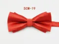 Red double layer mens bow tie for formal business wedding groom wear detail view. - Red