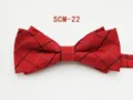 Men red plaid bow tie classic checkered fabric formal neckwear for wedding suit detail shot - Red/Black Plaid