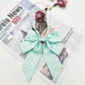 Mint green polka dot JK bow tie, sweet preppy style uniform collar flower with adjustable strap. - Mint Green
