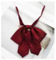 Japanese style polka dot bow tie for women, cute wine red JK collar ribbon accessory. - Burgundy