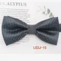 Classic men's black woven jacquard bow tie with white pattern, ideal for business and casual wear. - L02J-15