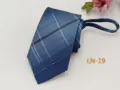 Blue striped zipper tie detail, professional business men's necktie accessory 7cm width. - LN-19