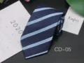 Classic mens business striped tie in dark blue with light blue stripes, professional tie. - CD-05