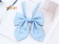 Light blue polka dot JK bow tie for women, cute Korean style rabbit ear collar ribbon accessory. - Light Blue