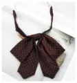 Brown polka dot JK uniform bow tie cute Japanese college style ribbon neck accessory - Coffee