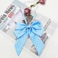 Blue polka dot JK bow tie, sweet college style uniform necktie with adjustable strap. - Sky Blue