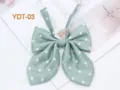 Green polka dot JK collar bow tie, cute student uniform necktie detail and accessory. - Verdant